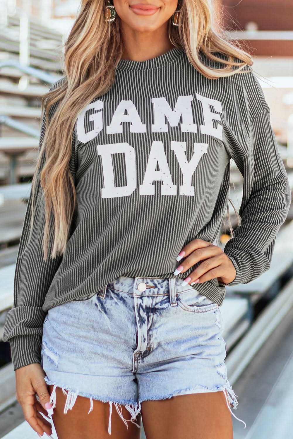 Dark grey graphic long sleeve top - Love Salve